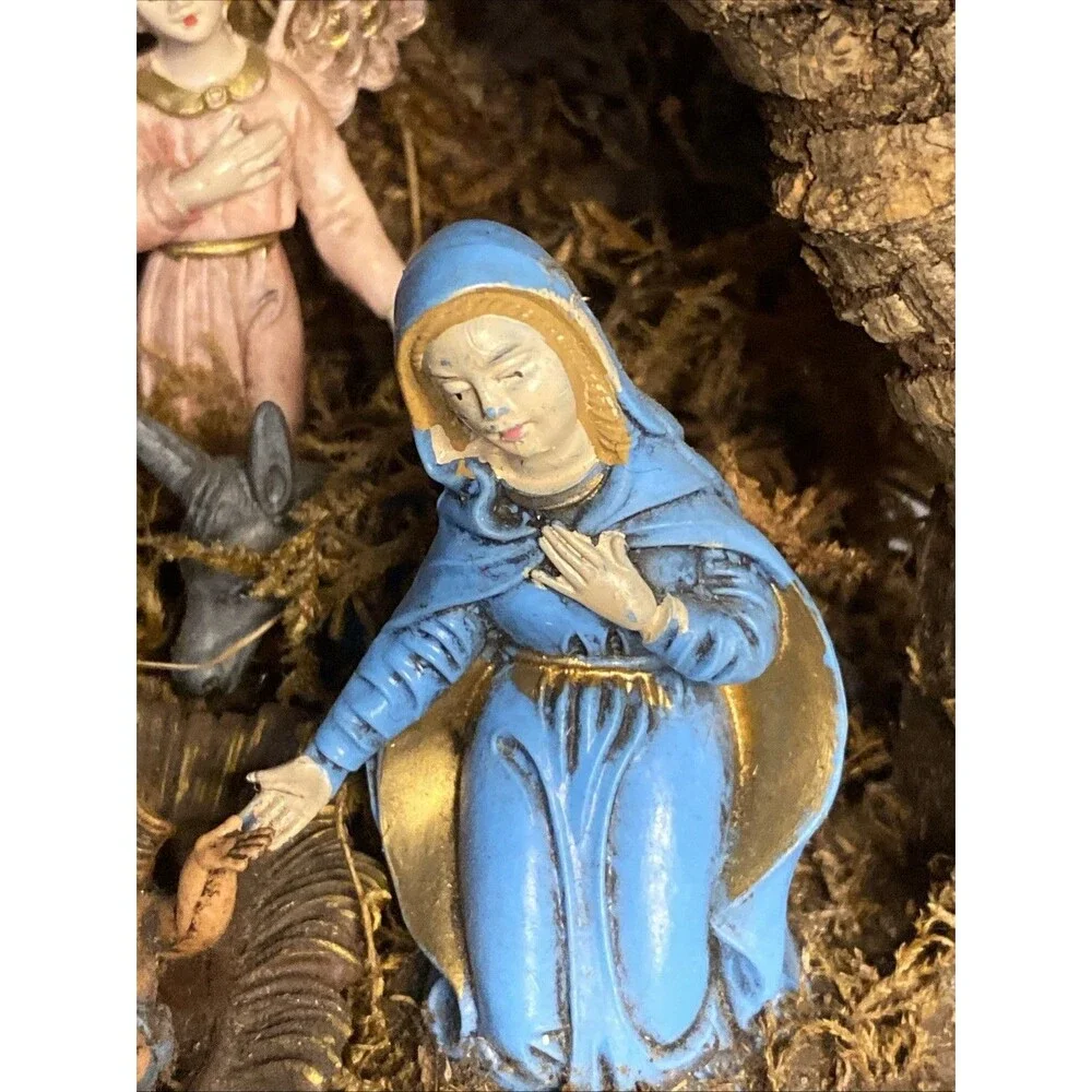 Vintage Italy Nativity Scene Set w/Manger Stationary Christmas Religion 1-piece